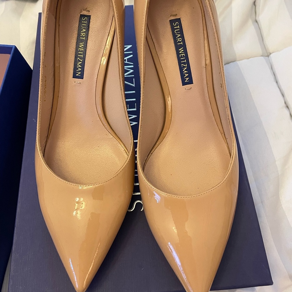 Stuart Weitzman Leigh 70 Sz 7 Nude Patent Heel